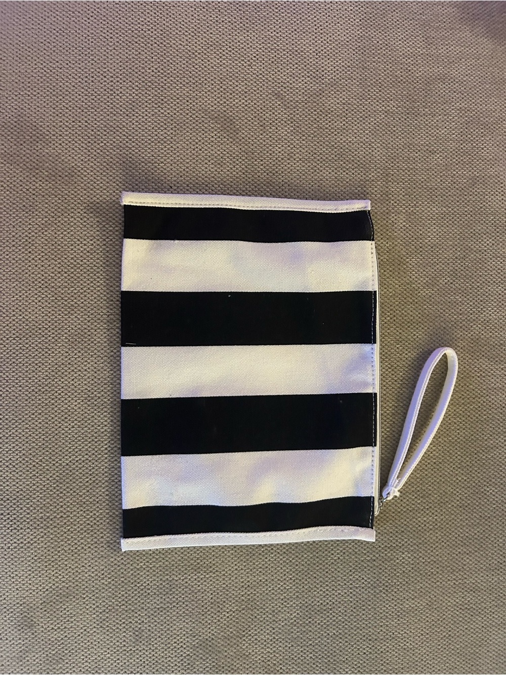 Kids Black and White Stripe Wristlet Pouch - Picture 2 of 2